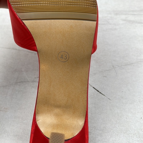 WSKEISP Women’s Peep Toe Slip On Mule Sandal Red Satin sz 10 - Picture 11 of 11